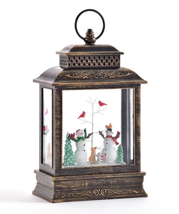 Bronze LED Christmas Snowmen Water Lantern