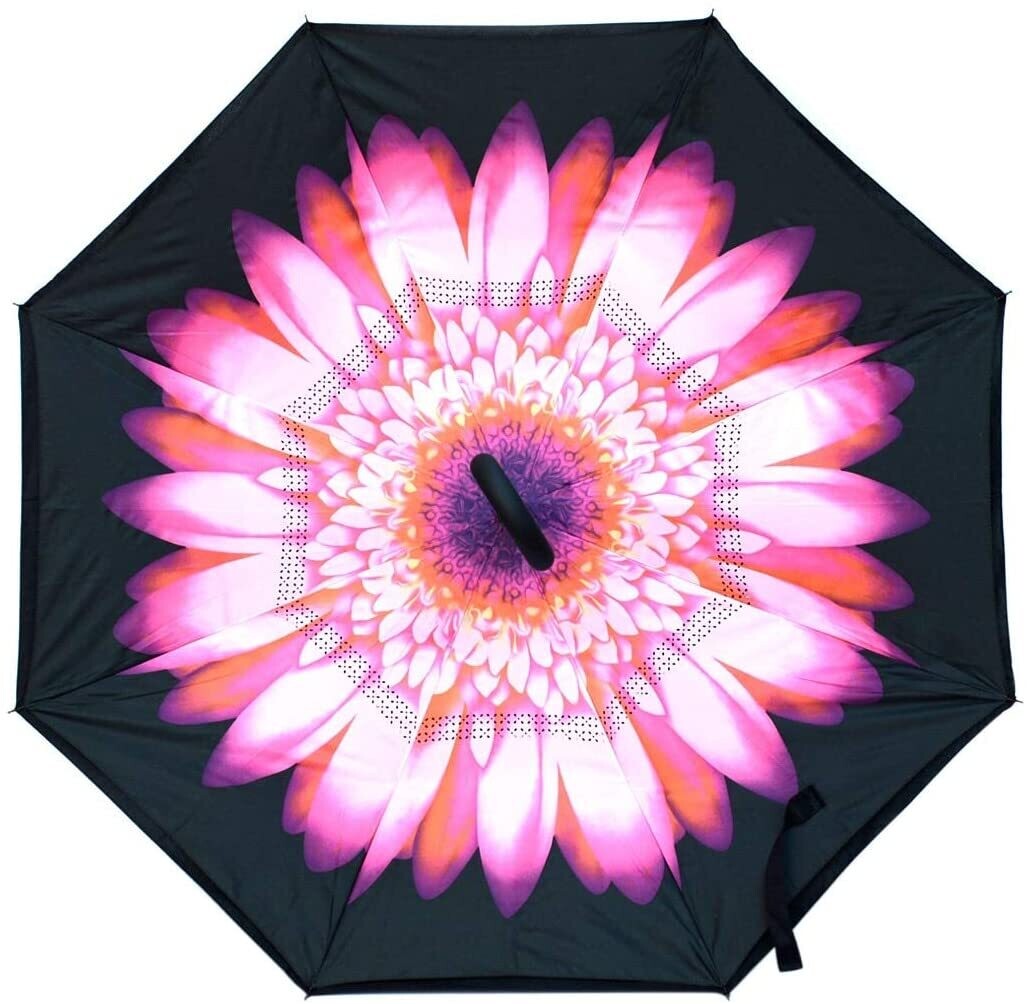 Standing Inverted Umbrella - Pink Flower