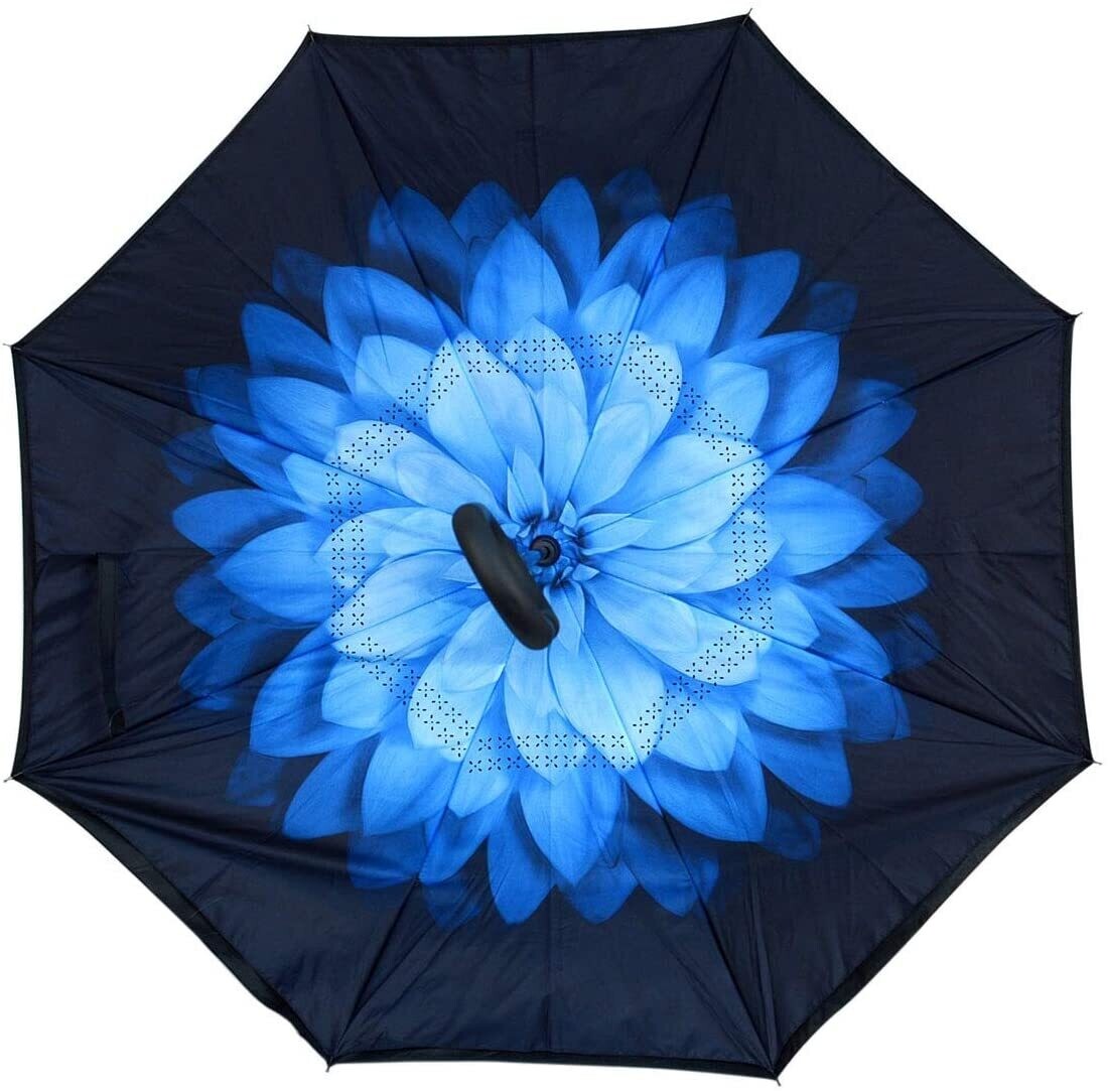 Standing Inverted Umbrella - Blue Flower