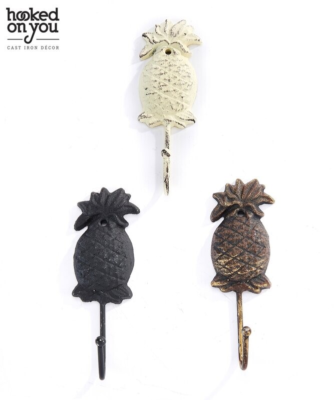 Cast Iron Pineapple Hook, 3 Assorted colors