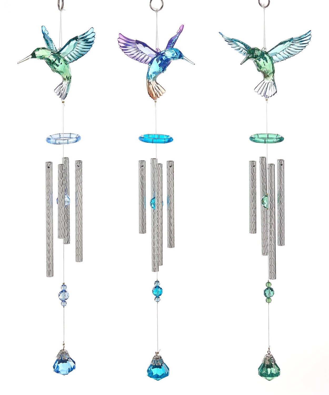 Acrylic Hummingbird Wind Chimes, 3 Asst.