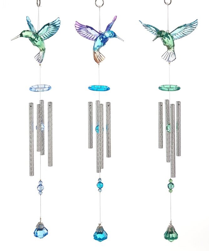 Acrylic Hummingbird Wind Chimes, 3 Asst.