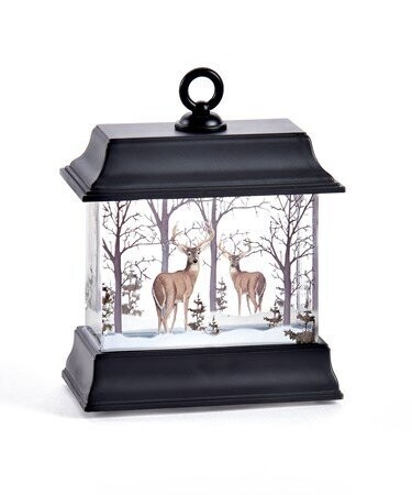 Deer in Forest Christmas LED Snow Globe Lantern
