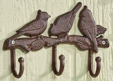 Cast Iron 3 Birds on a Branch Bird Hook