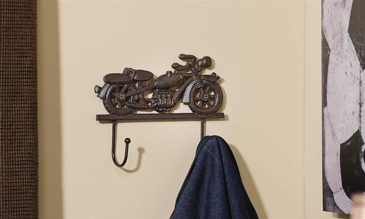 Cast Iron Vintage Motorcycle 2-hook wall Hook