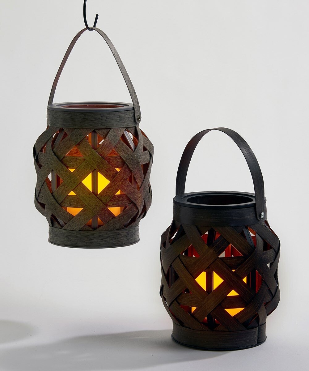 Rattan Lantern with LED Candle, 2 Colors