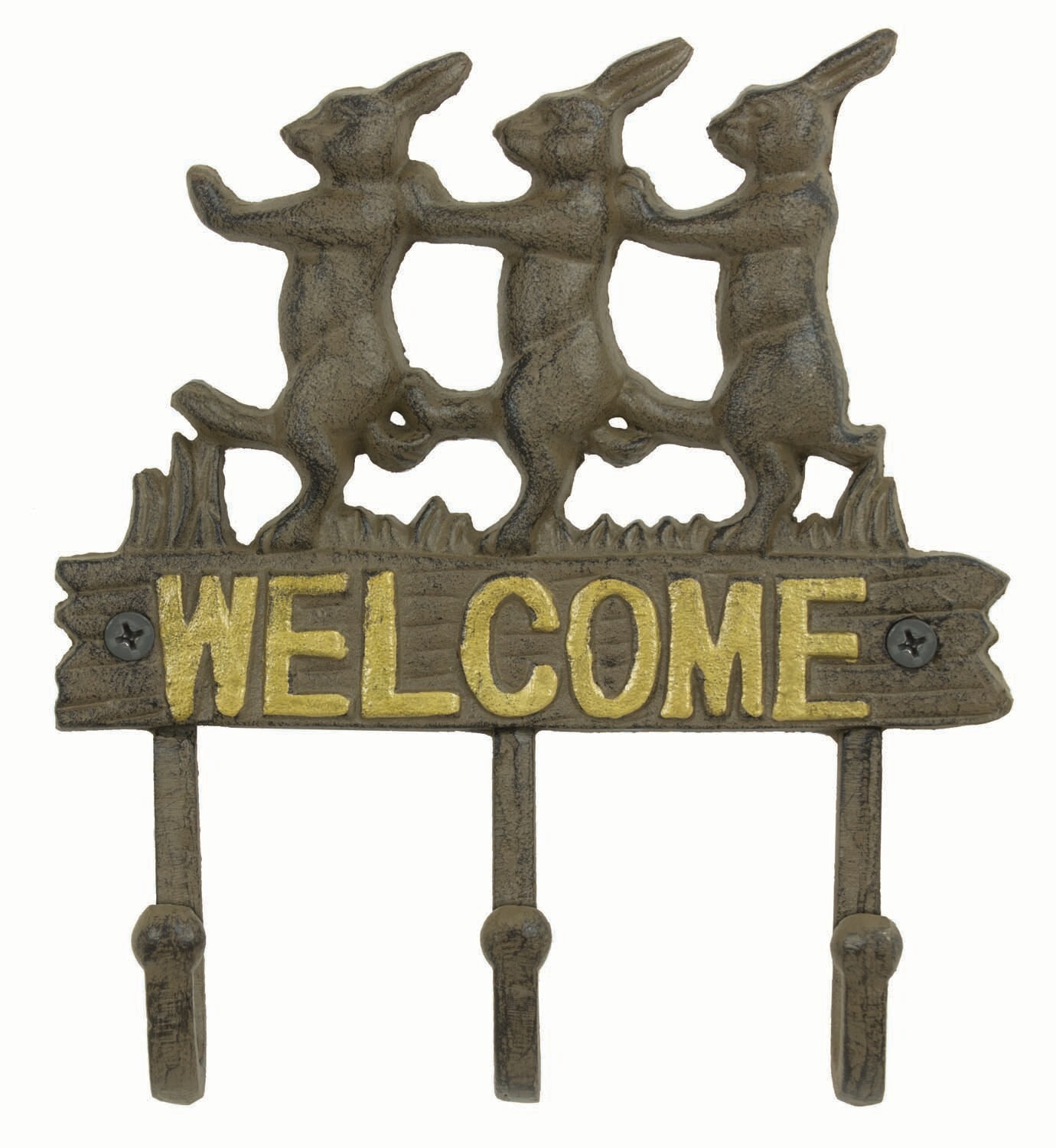 Cast Iron Rabbit Welcome double Hook