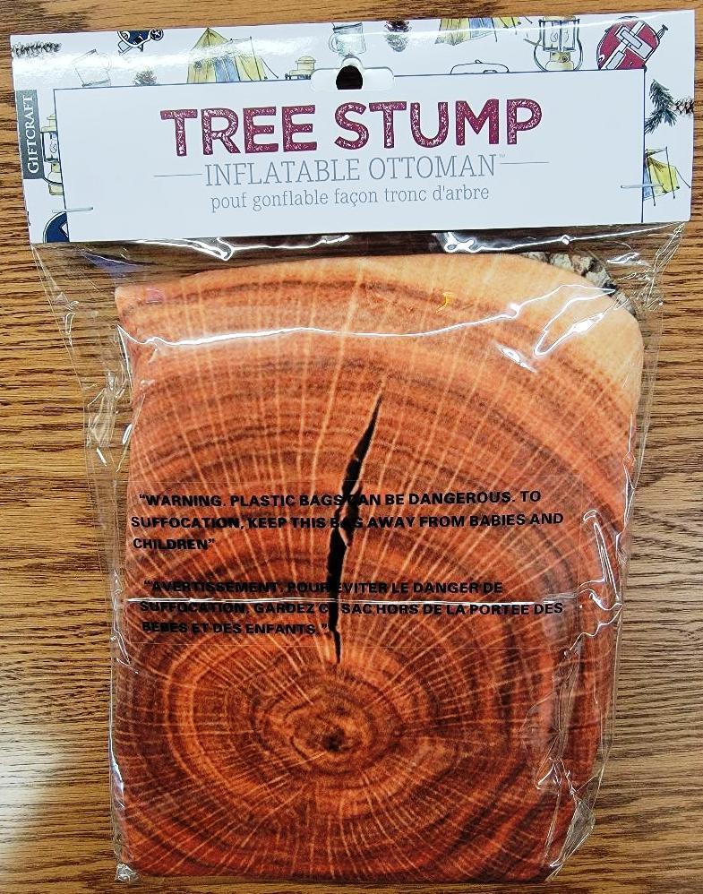 Tree Stump Inflatable Ottoman, Log Style Sitting Pouf