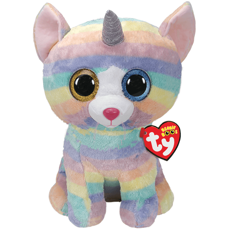 Large Beanie Boo - Heather rainbow unicorn cat