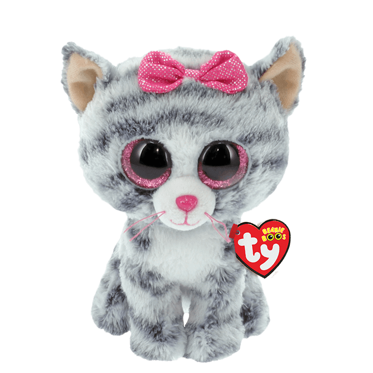 Medium Beanie Boo - Kiki grey striped cat