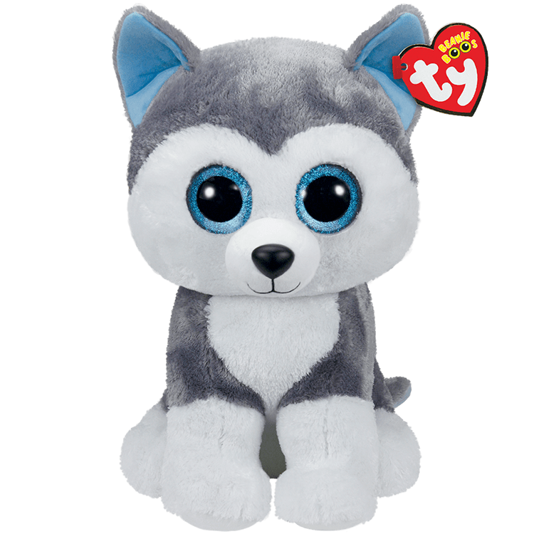 Large Beanie Boo - Slush grey and white husky