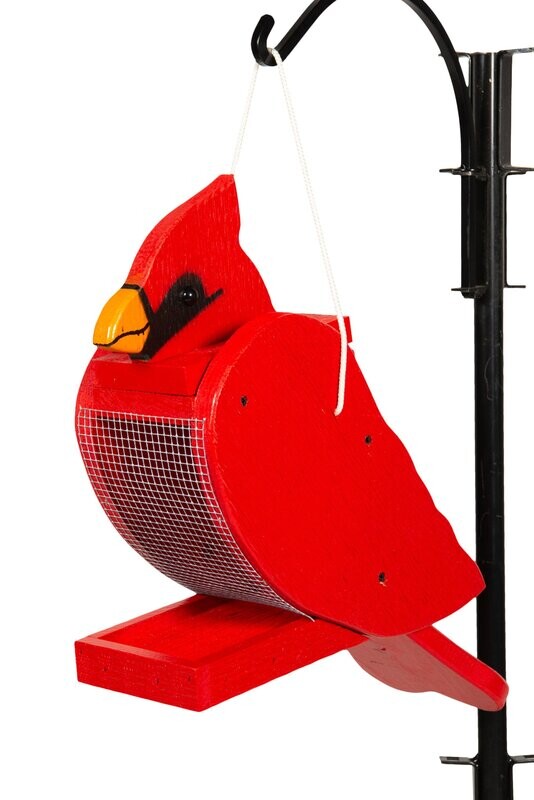 Cardinal Bird Shaped Wood Bird Feeder