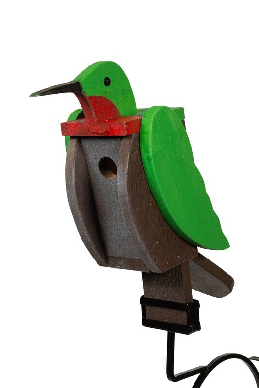 Hummingbird Bird Shaped Wood Bird House