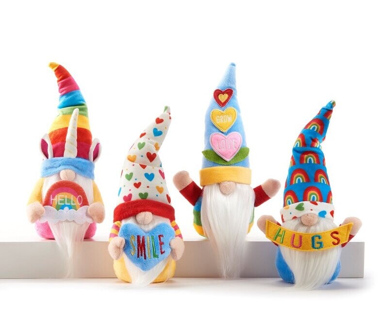 Friendship Gnome Plush Gnome Smile Hello Hugs Grow Love, 4 Assorted Designs