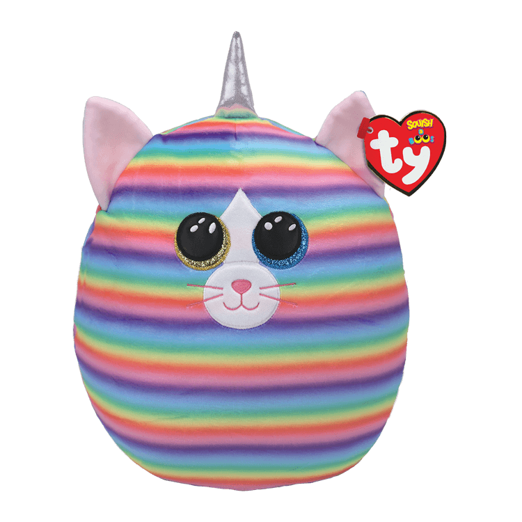 Ty Squishy Beanie Pastel Rainbow Striped Cat - Heather 10"