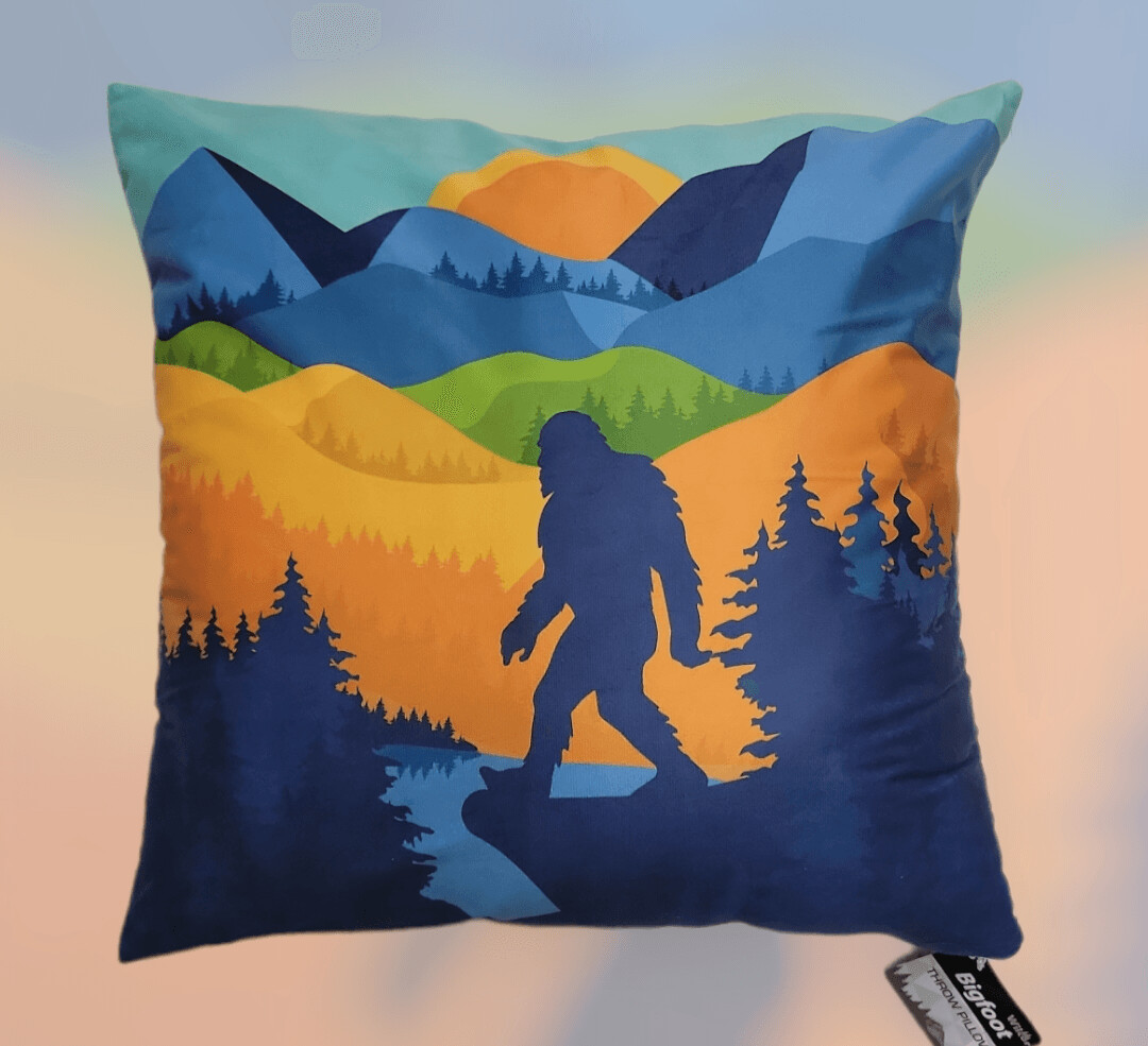 18" Bigfoot Throw Pillow, bright colors