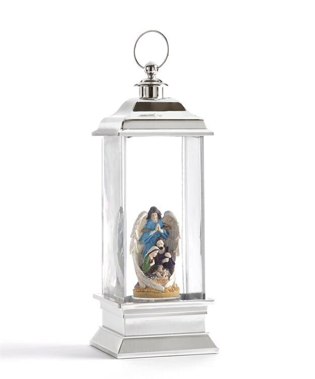 Silver LED Christmas Angel Nativity Water Lantern