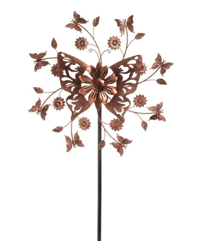 Large Butterfly Iron Garden Wind Spinner Stake