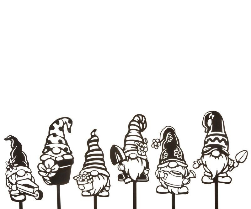 Gnome Silhouette Garden Stake, 6 Assorted designs