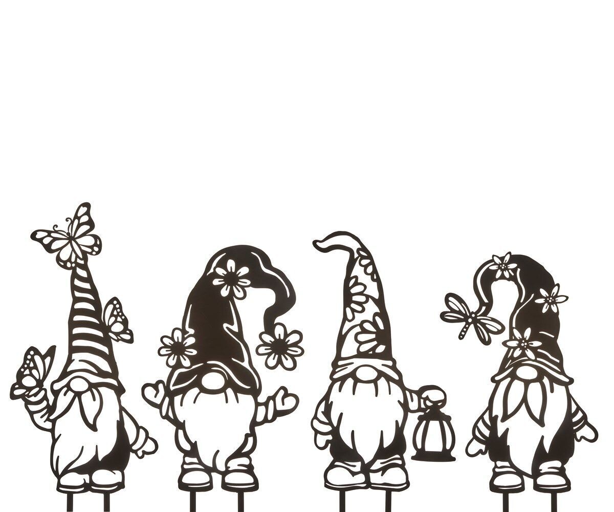 Tall Gnome Silhouette Garden Stake, 4 Assorted Designs