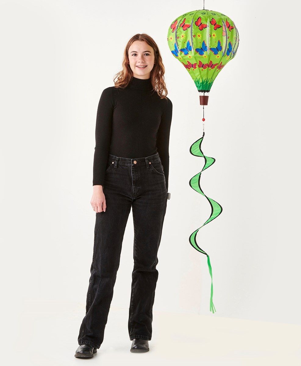 Hummingbird & Red Flower Air Balloon Wind Spinner