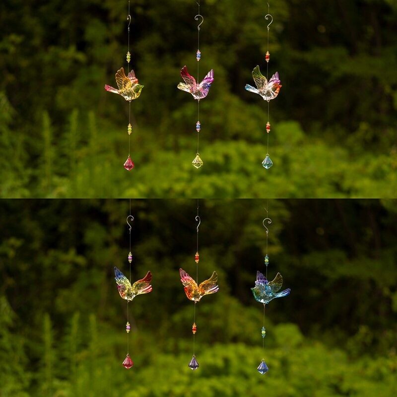 Hanging Acrylic Chickadee Bird Ornaments with Beaded Tassel