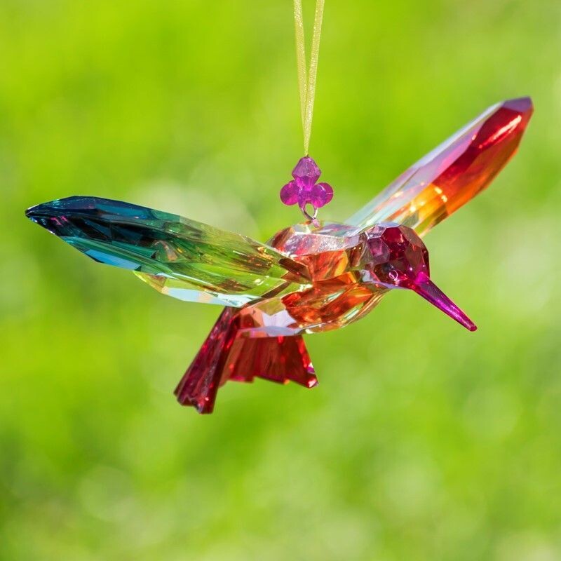 Hanging Acrylic Hummingbird Bird Ornaments, Color: purple beads/red tail
