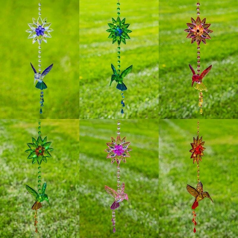 Hanging Acrylic Hummingbird Bird with Sunflower Ornaments