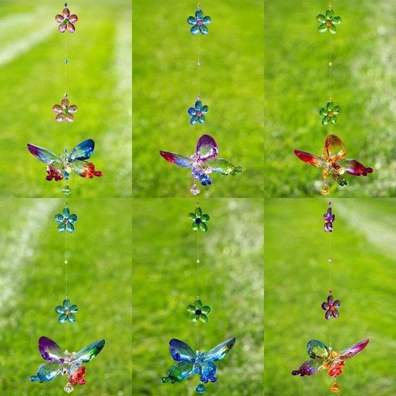 Hanging Acrylic Butterfly Ornaments with Flowers