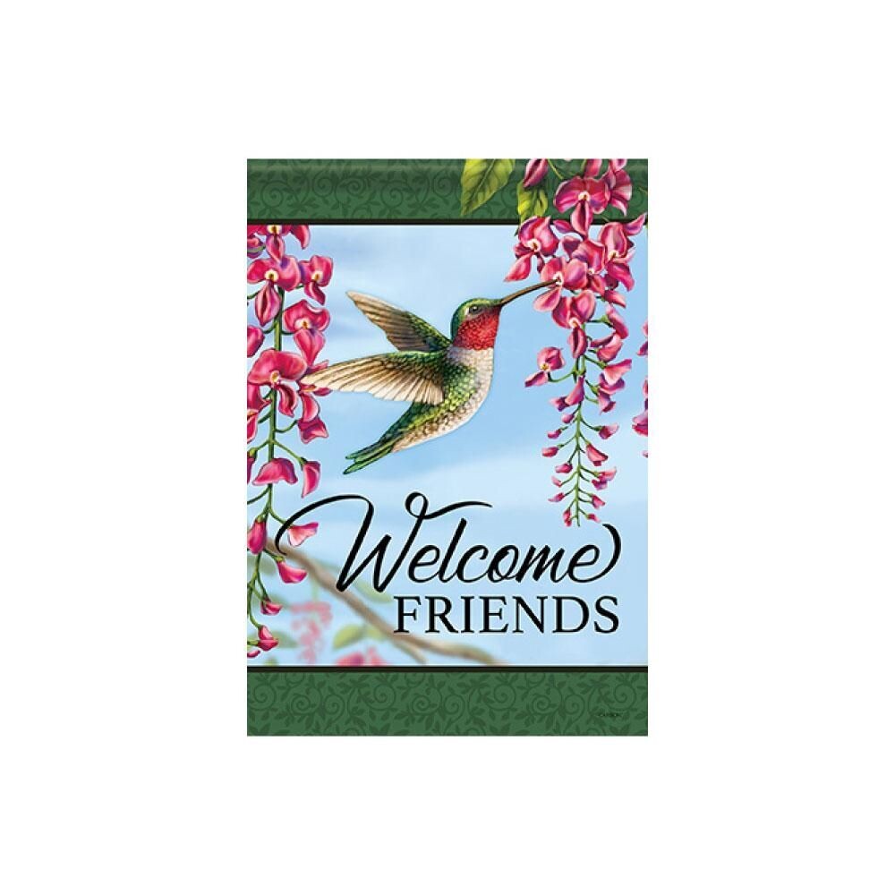 Hummingbird Floral Welcome Friends Large Flag Dura Soft™