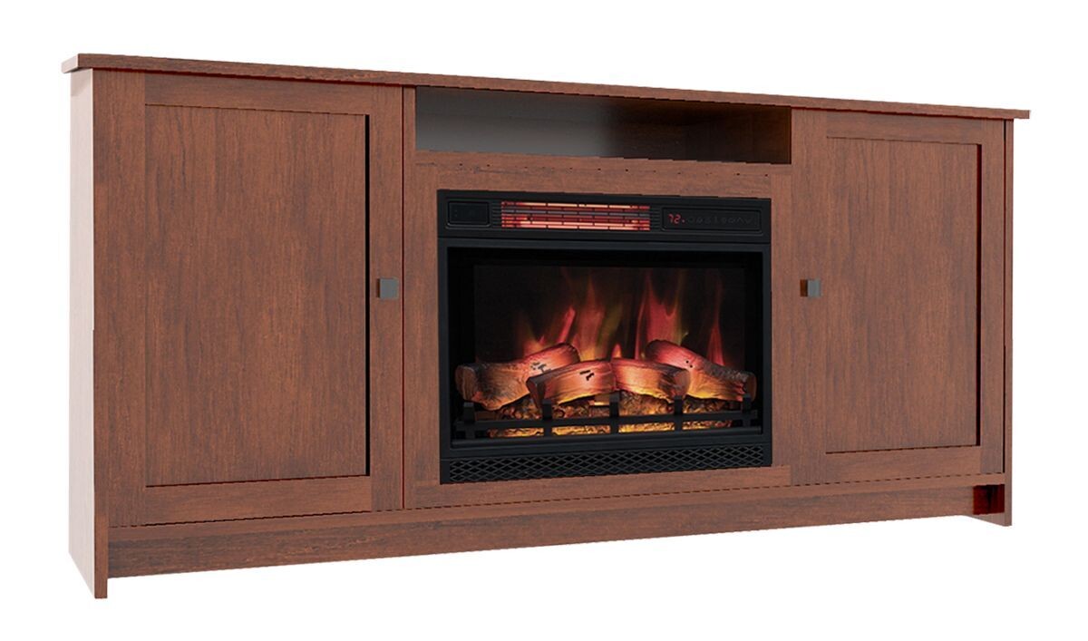 2-Door, Top Shelf Newport Shaker Media Console with Fireplace