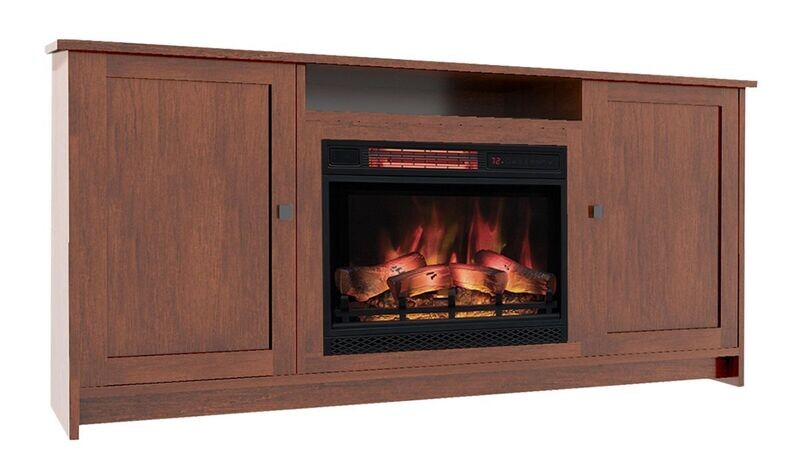 2-Door, Top Shelf Newport Shaker Media Console with Fireplace