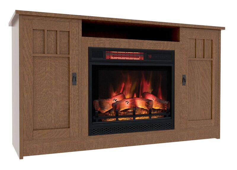 2-Door, Top Shelf Sierra Mission Media Console with Fireplace