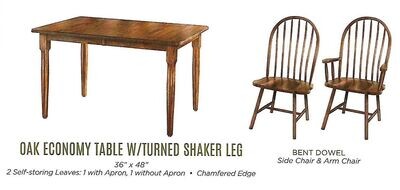 Economy Table with Turned Shaker Leg and Bent Dowel Chairs