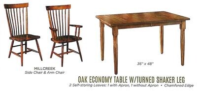 Economy Table with Turned Shaker Legs and Millcreek Chairs