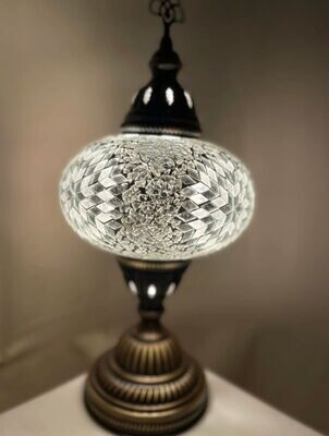Medium Turkish Mosaic Table Lamp - Mirror White