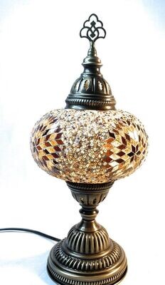 Medium Turkish Mosaic Table Lamp - Golden Brown