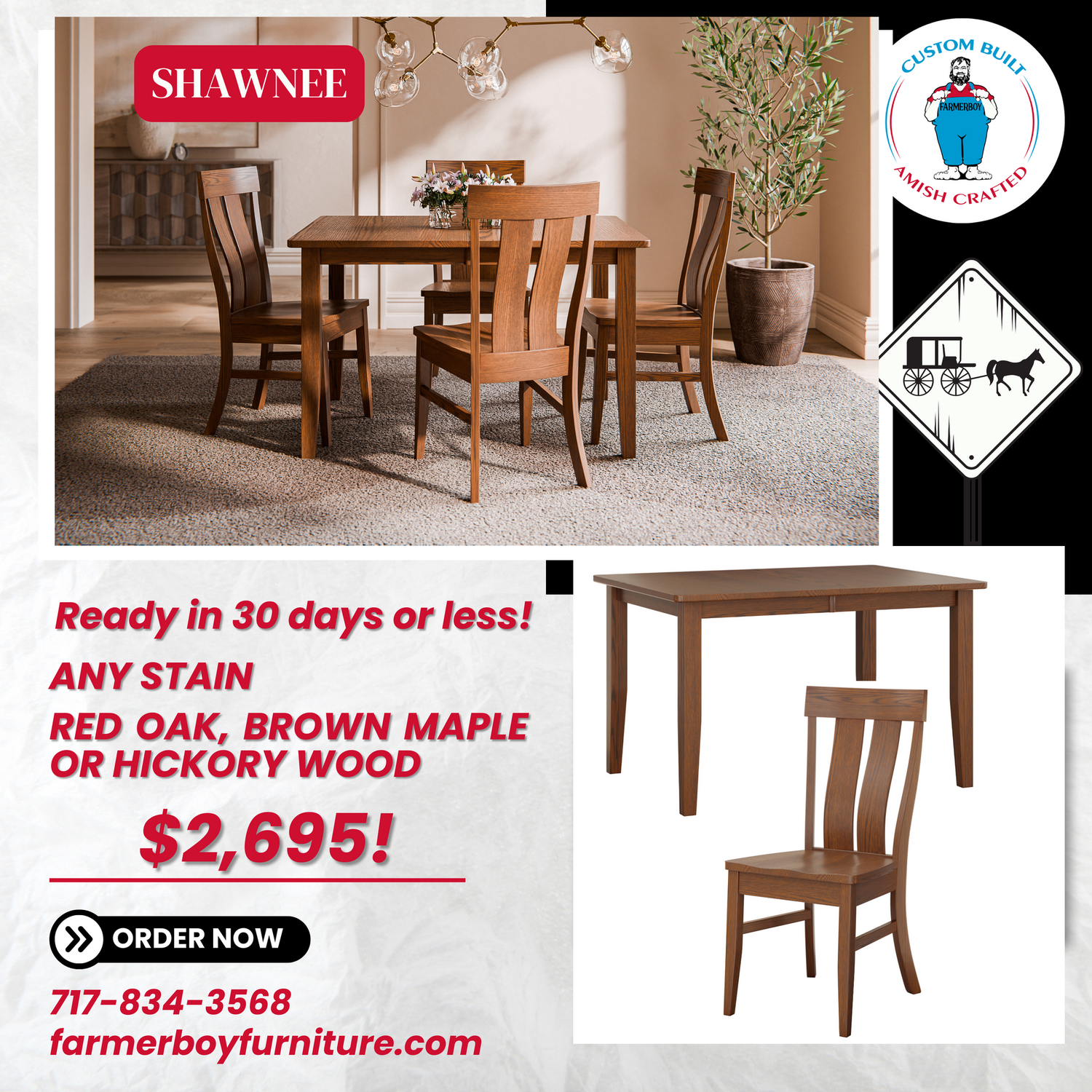 Shawnee Table & Chairs - Amish Dining Furniture Fast!