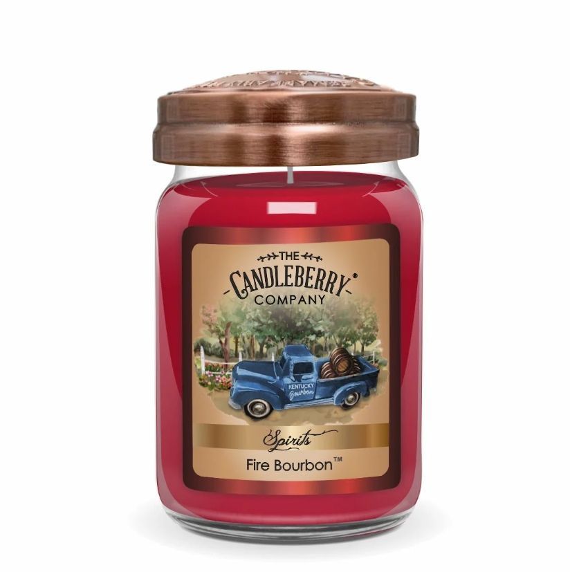 Candleberry Candles Fire Bourbon™, 26 oz. Large Jar Scented Candle Bourbon and Spirits Collection
