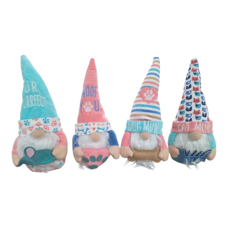 Pet Pal Pet Lovers Plush Gnome, 4 Assorted cat mom dog mom gnome