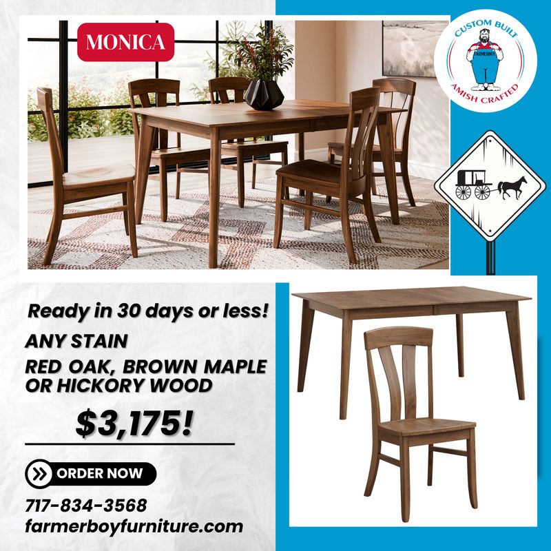 Monica Table & Chairs - Amish Dining Furniture Fast! Monica Table & Chairs - Amish Dining Furniture Fast!