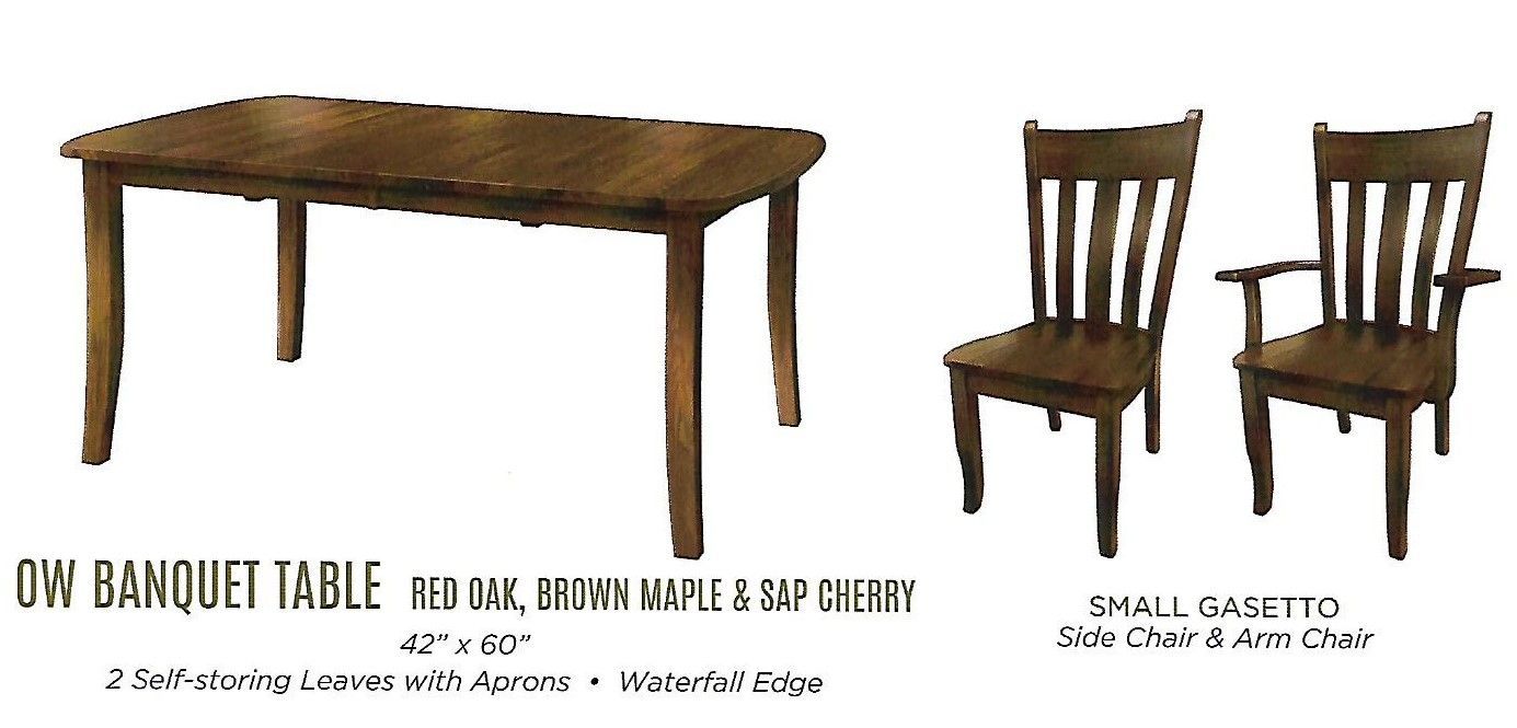 Old World Banquet Table with Small Gasetto Chairs Dining Set