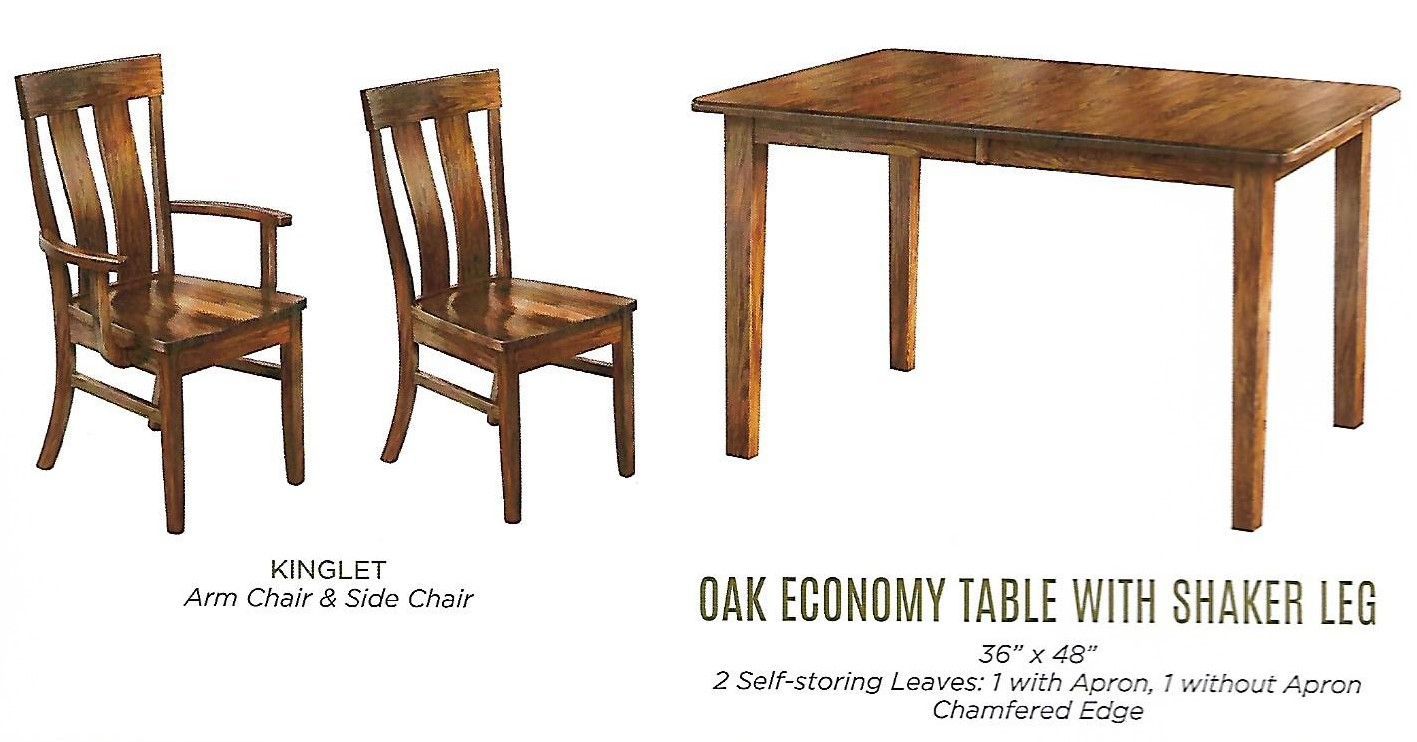 Economy Shaker Leg Table and Kinglet Chairs Dining Set