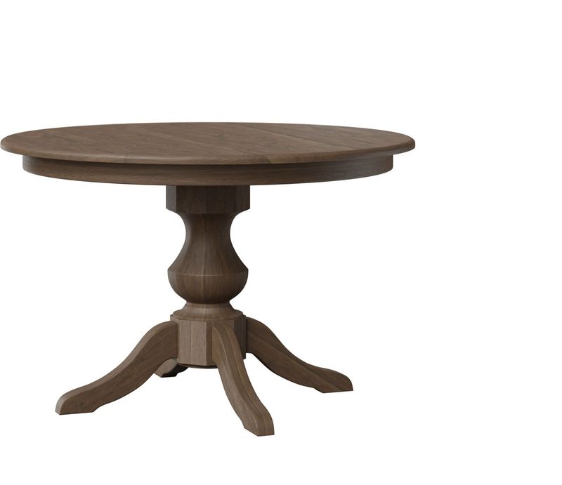 Amish Denver Single Pedestal Dining Table 42" Round with 2-12" Leaves