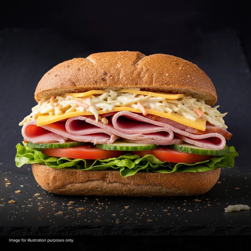 Honey Roast Ham with Cheddar Cheese and Homemade Coleslaw