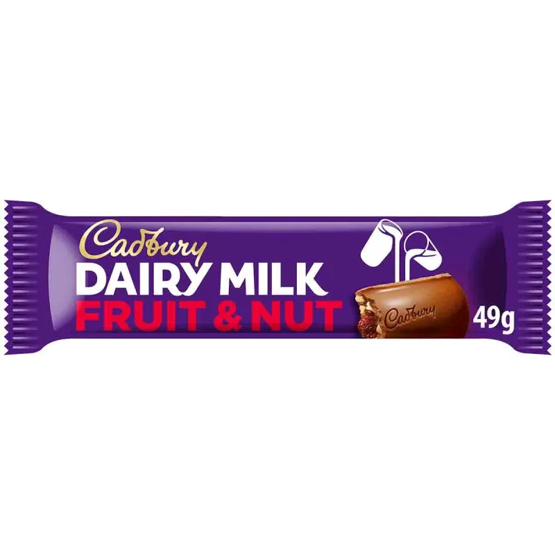 Cadbury Dairy Milk Fruit & Nut Chocolate Bar 49g Cadbury Dairy Milk Fruit & Nut Chocolate Bar 49g