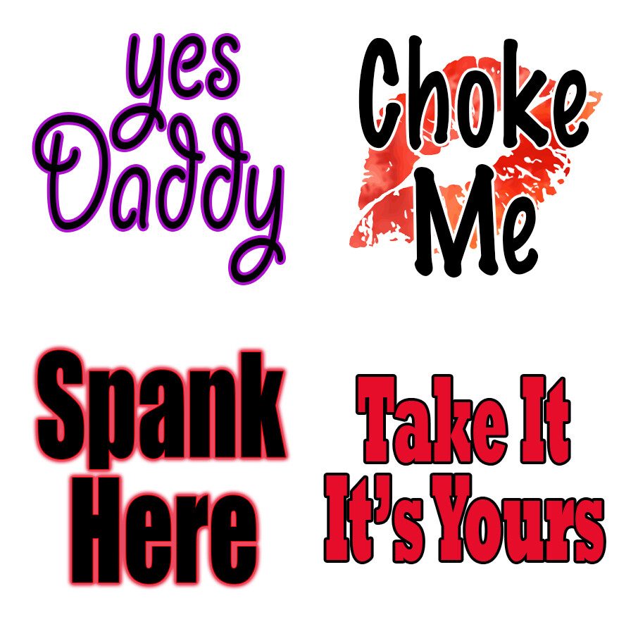 4pc Sexy Temporary Tattoos Yes Daddy Choke Me Spank Here