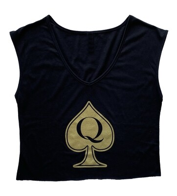 Queen of Spades QoS Cropped V-Neck Tank Top Queen of Spades QoS Cropped V-Neck Tank Top