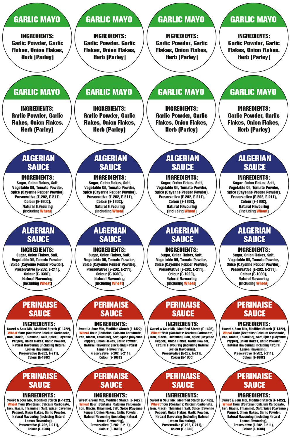Sauce Ingredients Stickers