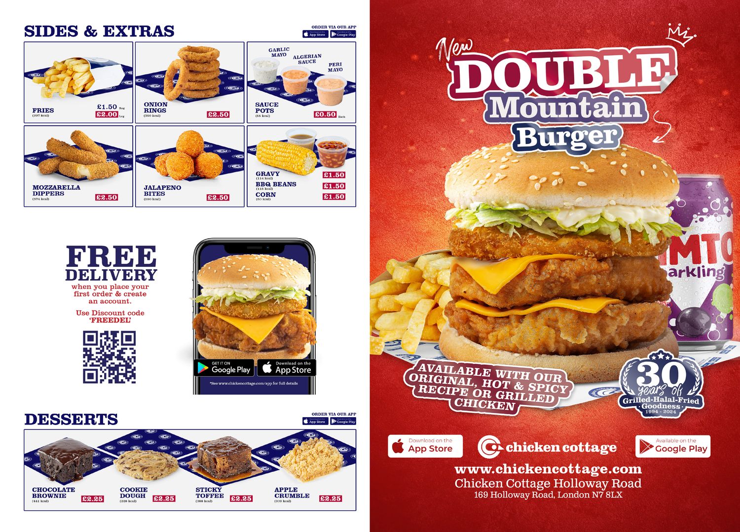 A5 Flyers Folded Double Mountain Burger Menu